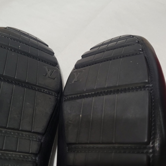 Louis Vuitton Men Black Leather Driver Loafers Size 9 - Picture 12 of 13